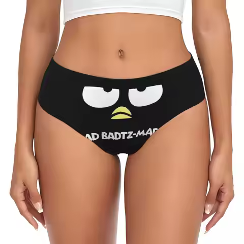 Custom Women Bad Badtz Maru Face Panties Stretch Briefs Underwear