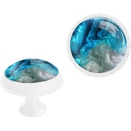 Tombol Kabinet Kaca Kristal Biru Aqua Aquamarine, 4 Pek Tombol Laci Putih untuk Perkakasan Kabinet B