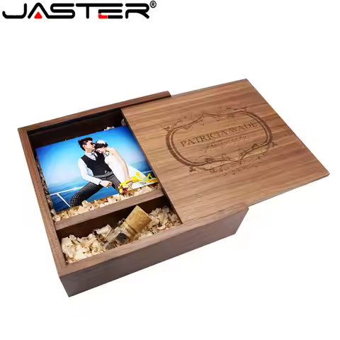 JASTER free custom logo 205*205*60mm Photo Album Wooden USB+Box usb flash drive Memory stick Pendriv