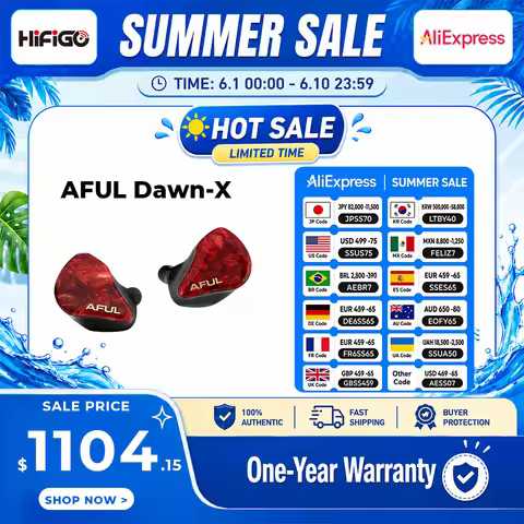 AFUL DAWN-X Flagship Earphones 1DD+8BA+4EST+1BC Hybrid Drivers In-ear Monitor Earphone with 6N Singl