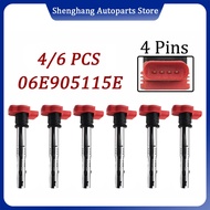 4/6pcs Ignition Coil For Audi A4 A5 A6 A7 A8 Q5 Q7 Porsche Cayenne Panamera VW Touareg 07-18 06E9051