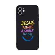 Jesus Paint a Smile in me square border phone case iPhone 13 12 11 Pro Max SE 2020 X XR XS 8 7 ip 6S