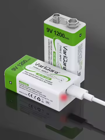 VariCore 6F22- PP3-6LR61 -9V lithium-ion rechargeable battery/USB Type-C interface/1200mAh/multimete