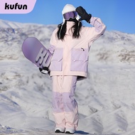 KUFUN Ski Suit Set Women's and Men's Professional Ski Top Single Board Double Board Equipment Coat W