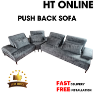 [HT ONLINE] Push Back Corner Sofa Velvet Fabric Push Back Mechanism System Big Corner Sofa Living Ro