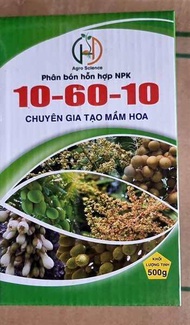Phân bón lá NPK 10-60-10 hộp 500gram tạo mầm hoa kích bông tạo mầm cho sầu riêng và các cây dài ngắ