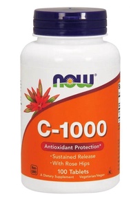 C-1000, 100 Tablets, Vitamin C 1000mg, Sustained Released, With Rosehip, Time Released