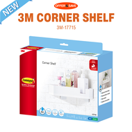 3M Command White Bathroom Primer Corner Shelf 17715 (Up to 4kg) Water Resistant Organizer