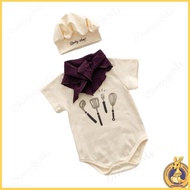 OMG* 3  Chefs Themed Baby Photography Set Cotton Romper And Matching Accessories