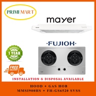 MAYER MMSI900HS-WH 90CM SEMI-INTEGRATED SLIMLINE COOKER HOOD + FUJIOH FH-GS6520 SVSS 2 BURNERS GAS HOB