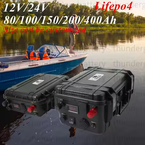 Waterproof 12V 24V 36V 48V 80Ah 100Ah 150Ah 200Ah 400Ah Lifepo4 battery BMS inside for trolling moto