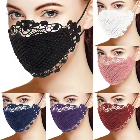 Women Lace Mask Reusable Breathable Safe Protection Face Masks Halloween Cosplay Reusable Mouth Hall