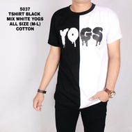Kaos YOGS Pria Lengan Pendek Hitam Putih YoungLex Kombinasi / Baju Kaos Distro YOGS Cowok Katun Excl