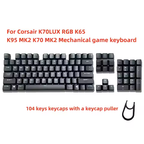 Suitable for Corsair Strafe RGB MK2 K70LUX K68 K63 K65 K95 Keyboard Keycap,104 Keys Spare Keycaps fo
