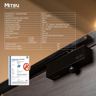 MITSU Slide Arm Door Closer, Soft Closing for Wooden Door, Support Upto 60kg Door Weight, Installati