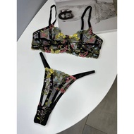 [BRA] SLOAN SHERA Floral Embroidered Lace Bra Lingerie Cup Liquid Set Bustier Bodice Long Torso Body