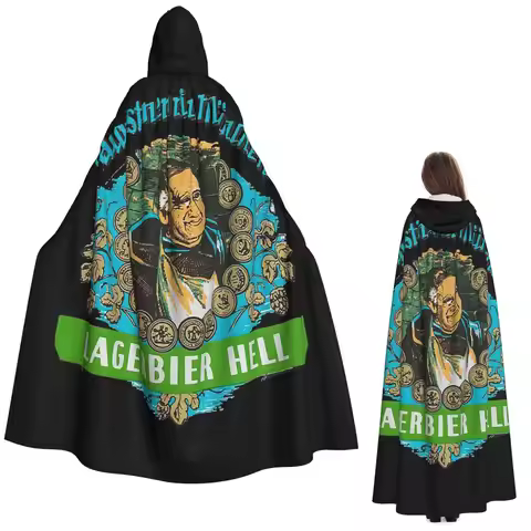 Augustiner Munich Beer...Lagerbier Hell Classic Long Hooded Cloak Witch Medieval Costume Cosplay Cap