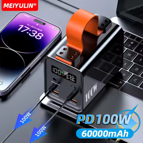 For Laptop 60000mAh 100W Power Bank Portable 27000mAh USB C Fast Charging xternal Battery For iPhone