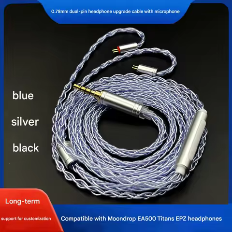 3.5mm To 0.78mm Dual Pin Cable, Earphone Upgrade Cable With Mic For EA500 EW200 EPZ TFZ KZ ZST AS10 