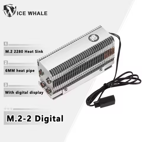 ICE Whale M.2-2 Digital Dual Heat Pipe Heatsink M.2 2280 NVMe SSD Cooler with Thermal Pad Computer A