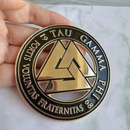 Metal vehicle sticker: TAU GAMMA PHI logo