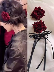 Classic GQ Hair Clip in Black Rose Style for Women Fashionable Side Clip Hair Accessory from Japan a