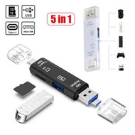 屯京 - 白色 5合1 OTG 讀卡器 Usb 2.0 Type-c 讀卡器 手機轉接頭 多功能 讀卡