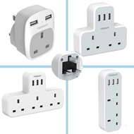 TESSAN 1Way/2Way/3Way Extension Plug Power Socket Adaport With 3 USB Port Output 3A Fast Charging Adaport Wall Socket  Extension Plug  13A UK 3 Pin Plug Extension Socket Adapter