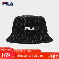 FILA 斐乐官方女帽圆帽冬新款帽子时尚休闲遮阳帽渔夫帽盆帽 正黑色-BK XS