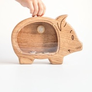 Wooden piggy bank, Customized gift for kids, wooden coin bank, animal money box