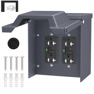 -2 Outdoor Power Outlet Box with Waterproof Cover Dual 20 Amp WRTR GFCI Outlet GFCI Outlet Box with 