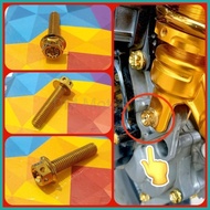 ☏ → ◿ Heng Gold Rear Shock Bolt 8mm for Yamaha Mio M3, SoultY, Sporty, Mio Soul i, Gear, Nouvo, & G