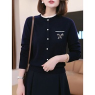 Bow Knot Diamond Knit Sweater - Women's Long Sleeve Slim-Fit Classy Sweater