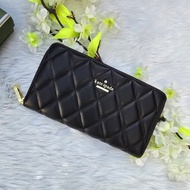 Kate Spade Madison Zip Around Continental Long Wallet in Quilted Black Soft Leather - Ladies Wallet