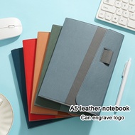 (Can Engrave Logo)  A5 leather-bound subject notebook, meeting minutes pad, business journal, studen