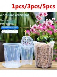 1\\3\\5入組帶有根控洞口的透明塑料蘭花盆，厚實透氣幼苗種植盆，適用於溫室、花園、室內和室外植物
