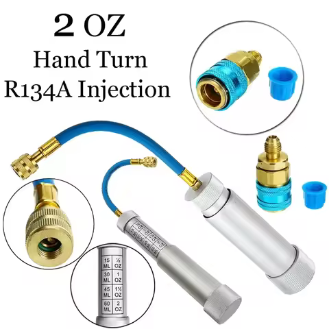 R134A Liquid Fuel Injector 2Oz Oil/Dye Syringe Car Air Conditioner Refill Dye/Oil Injector 1/4 Inch 