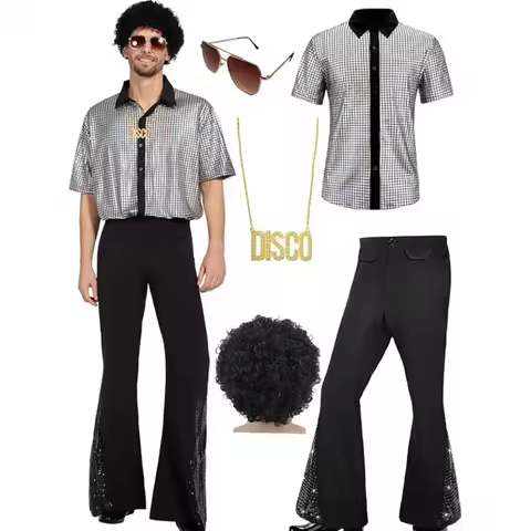 70s Disco Cosplay Outfit Men's Retro Shiny Costume 2025 New Classic Casual Performance Christmas Clo
