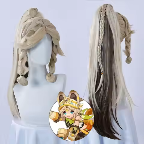 Genshin Impact Kachina Cosplay Game Heat Resistant Ponytail Wig Synthetic Hair Halloween Carnival Pa