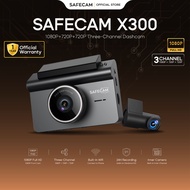 SAFECAM X300 WIFI 3-Channel Dashcam 1080P Front + 720P Inner + 720P Rear Dashcam WIFI Control 24-H