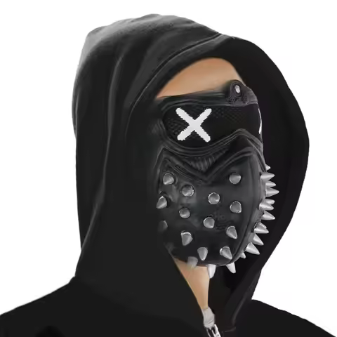 Game Watch Dogs 2 WD2 Mask Marcus Holloway Wrench Cosplay Rivet Face Mask Half Face PVC Plastic Mask