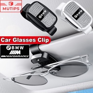 BMW Car Sun Visor Storage Clip with Card Holder and Glasses Case Fashion Sunglasses Holder For M Pow