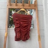 2hand brown skirt, waist 56 to 70cm, length 47cm, code 298