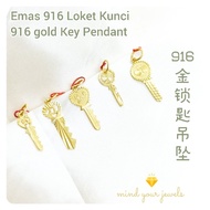 Love gold 916 gold Key Pendant 916 gold Key Pendant 916gold hanginggold gold