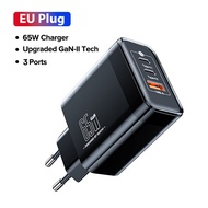 QOOVI 65W GaN Charger USB Type C Fast Charging PD QC 3.0 Wall Charger US EU Plug Adapter Quick Charg