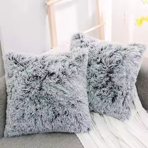Soft Fur Cushion Cover 43x43cm Cozy Plush Decorative Pillow Cover for Living Room Sofa Decor Pillowc