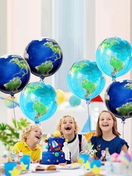 6入組22英寸地球4D氣球套裝圓形地球儀世界地圖鋁箔氣球返校派對旅行主題派對地球裝飾用品氦