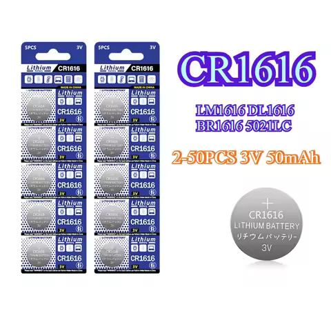 CR1616 Button Coin Cell LM1616 DL1616 BR1616 5021LC CR 1616 3V Lithium Battery For Watch Remote Calc