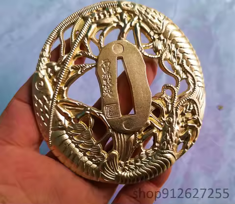 Copper brass Double shrimp tsuba for Japanese Katana sword Wakizashi tanto