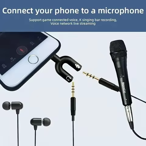 2 Pack Headset Splitter Adapter, U Shape 3.5mm 4 Pole Male to 2 x 3 Pole Female Headphone Y Splitter